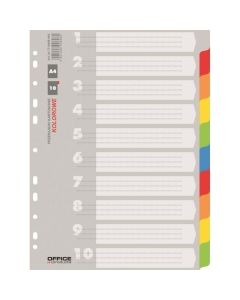 Separatoare index carton A4 OFFICE Products, 10+1 taste color , hartie lucioasa 170gr