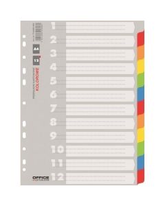 Separatoare index carton A4 OFFICE Products, 12+1 taste color , hartie lucioasa 170gr