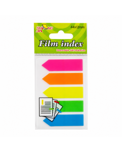 Notite adezive index din plastic, sageata, 45x12 mm, set 5x25 file color, Shine A