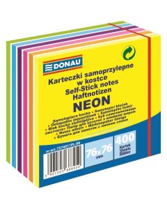 Cub notite adezive DONAU, 76 x 76 mm, 400 file, 6 culori mixate neon/pastel