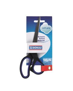 Foarfeca metalica de birou DONAU Soft Grip, 16.5 cm, albastru
