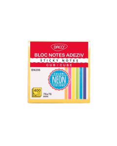 Bloc notes adeziv cub 400 file 76x76 6 cul DACO
