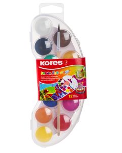 Acuarele 12 culori 25mm cu pensula Akuarellos mini KORES