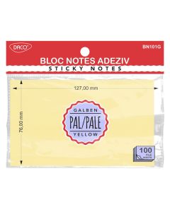 Bloc notes adeziv 127x76 galben pal DACO