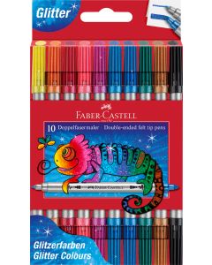 Carioca 10 culori glitter 2 capete FABER-CASTELL