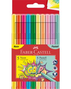 Carioca 10 culori pastel si neon grip FABER-CASTELL