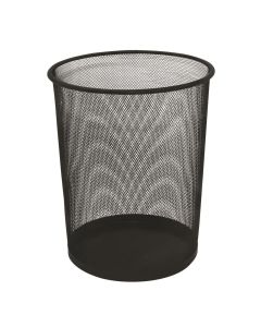 Cos birou din plasa metalica Mesh Q-CONNECT, 19 litri, inaltime 34 cm, diametru 295/240 mm, negru