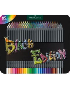 Creioane Colorate 100 culori Black edition cutie metal FABER-CASTELL