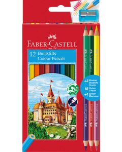 Creioane Colorate 12+3 culori ECO FABER-CASTELL