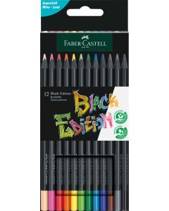Creioane Colorate 12 culori Black edition FABER-CASTELL