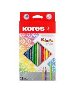 Creioane Colorate 12 culori + incl. 2 metalice + 1 neon KORES