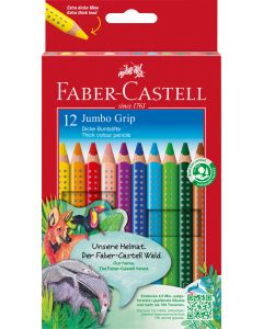Creioane Colorate 12 culori Jumbo grip FABER-CASTELL