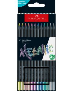 Creioane Colorate 12 culori metalizate Black edition FABER-CASTELL