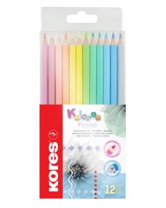 Creioane Colorate 12 culori pastel KORES