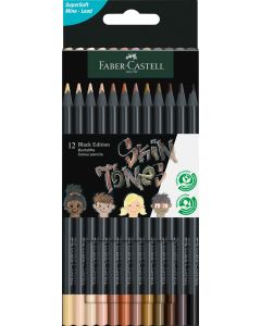 Creioane Colorate 12 culori skin tones Black edition FABER-CASTELL