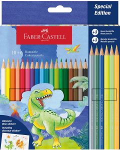 Creioane Colorate 18+6 culori Dinozauri FABER-CASTELL