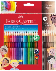 Creioane Colorate 18+6 culori + Tonurile Pielii grip 2001 FABER-CASTELL