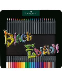 Creioane Colorate 24 culori Black edition cutie metal FABER-CASTELL
