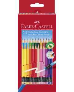 Creioane Colorate 24 culori cu guma ECO FABER-CASTELL