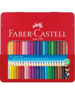 Creioane Colorate 24 culori cutie metal grip 2001 FABER-CASTELL