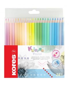 Creioane Colorate 24 culori pastel triunghiulare KORES