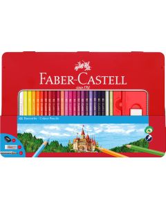 Creioane Colorate 48 culori + 4 accesorii cutie metal FABER-CAST