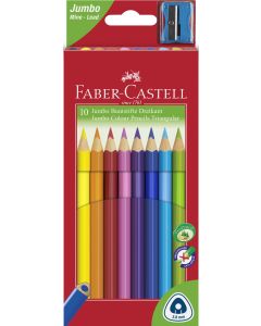 Creioane Colorate Jumbo 10 culori + ascutitoare FABER-CASTELL