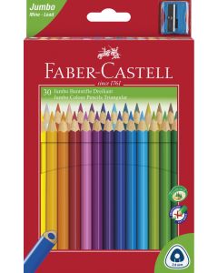 Creioane Colorate Jumbo 30 culori + ascutitoare FABER-CASTELL