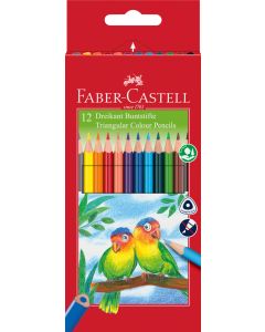 Creioane Colorate triunghiulare 12 culori + ascutitoare ECO FABER-CASTELL