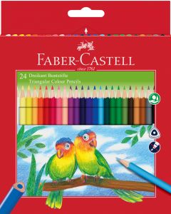 Creioane Colorate triunghiulare 24 culori + ascutitoare ECO FABER-CASTELL