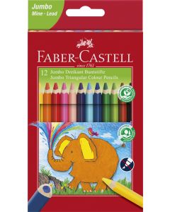 Creioane Colorate triunghiulare Jumbo 12 culori FABER-CASTELL