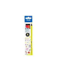 Creion color 6 culori lemn negru Fluo MILAN