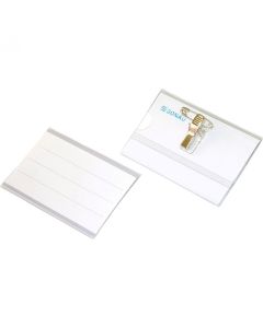 Ecuson orizontal DONAU cu ac si clips, pvc transparent