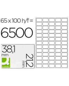Etichete autoadezive Q-CONNECT 65/A4, 38.1 x 21.2 mm, albe, pretaiate, 100 coli/top