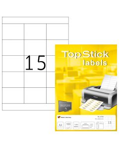 Etichete autoadezive TOPSTICK LABELS 15/A4, 70x50.8 mm, albe, pretaiate, 100 coli/top