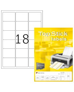 Etichete autoadezive TOPSTICK LABELS 18/A4, 63,5 x 46,6 mm, albe, pretaiate, 100 coli/top