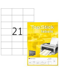 Etichete autoadezive TOPSTICK LABELS 21/A4, 70 x42,3 mm, albe, pretaiate, 100 coli/top