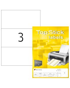 Etichete autoadezive TOPSTICK LABELS 3/A4, 210 x 99 mm, albe, pretaiate, 100 coli/top