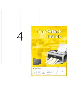 Etichete autoadezive TOPSTICK LABELS 4/A4, 105 x 148,5 mm, albe, pretaiate, 100 coli/top