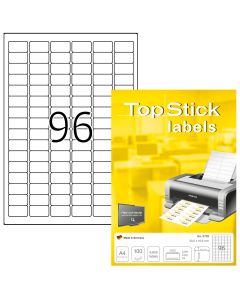 Etichete autoadezive TOPSTICK LABELS 96/A4, 30,5 x 16,9 mm, albe, pretaiate, 100 coli/top
