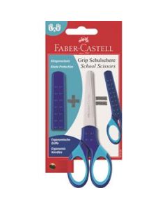 Foarfeca scolara cu protectie grip albastra FABER-CASTELL