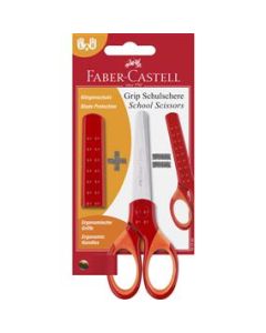 Foarfeca scolara cu protectie grip rosie FABER-CASTELL