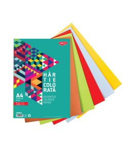 Hartie colorata A4 80g/mp, 5 culori, 50 coli DACO