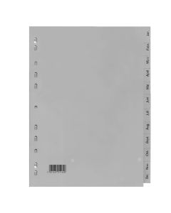 Separatoare index plastic gri, lunar Ian-Dec, A4, 120 microni, Optima