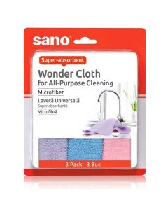 Lavete microfibra, 30x30 cm, Wonder Cloth, SANO, 3buc/set