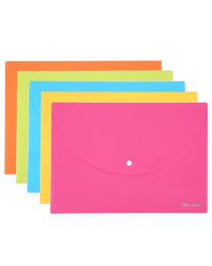 Mapa plastic cu buton A4 div. culori neon DELI