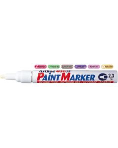 Marker cu vopsea ARTLINE 400XF corp metalic varf rotung 2.3mm alb