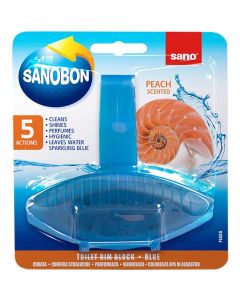 Odorizant solid pentru vasul toaletei, Peach, SANO Bon Blue, 55gr