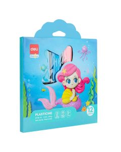 Plastilina 12 culori 240g cutie carton DELI
