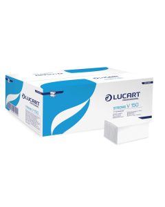 Prosoape pliate v albe 2 straturi, 150 foi, Strong V150, LUCART, 20set/bax - 1